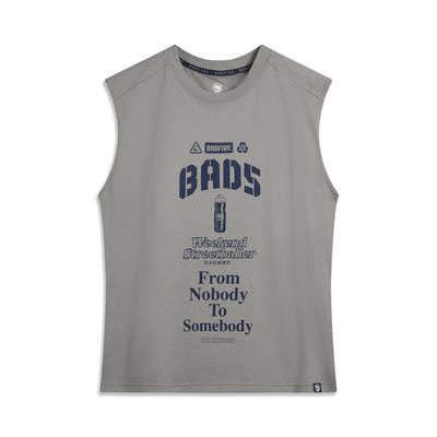 Li Ning Anti-Five Series Sports Casual Simple Solid Color Letter Loose Tank Top Men Tops Iron-Gray AVSV013-3