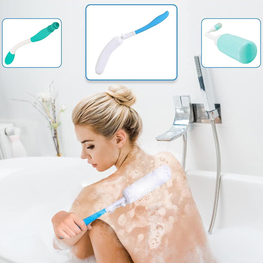 3-teiliges Badezimmer-Toilettenhilfsmittel-Set für ältere Menschen, Schwangerschaftspflege mit langstieliger Bürste und Perinealspüler, Design ohne Bücken