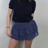 Women's Shirred Mini Skirt A-Line Pointelle High Waist Layered Ruffle Skirt for Summer Party Club