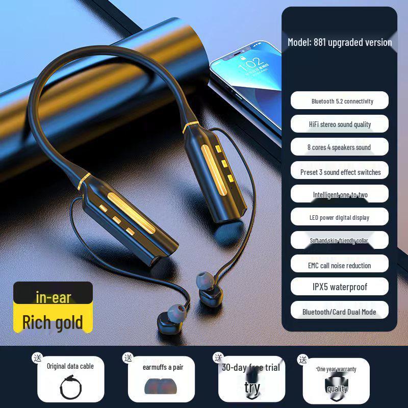 New 10,000mAh Noise-Cancelling Waterproof Wireless Sports Neckband Bluetooth Earbuds