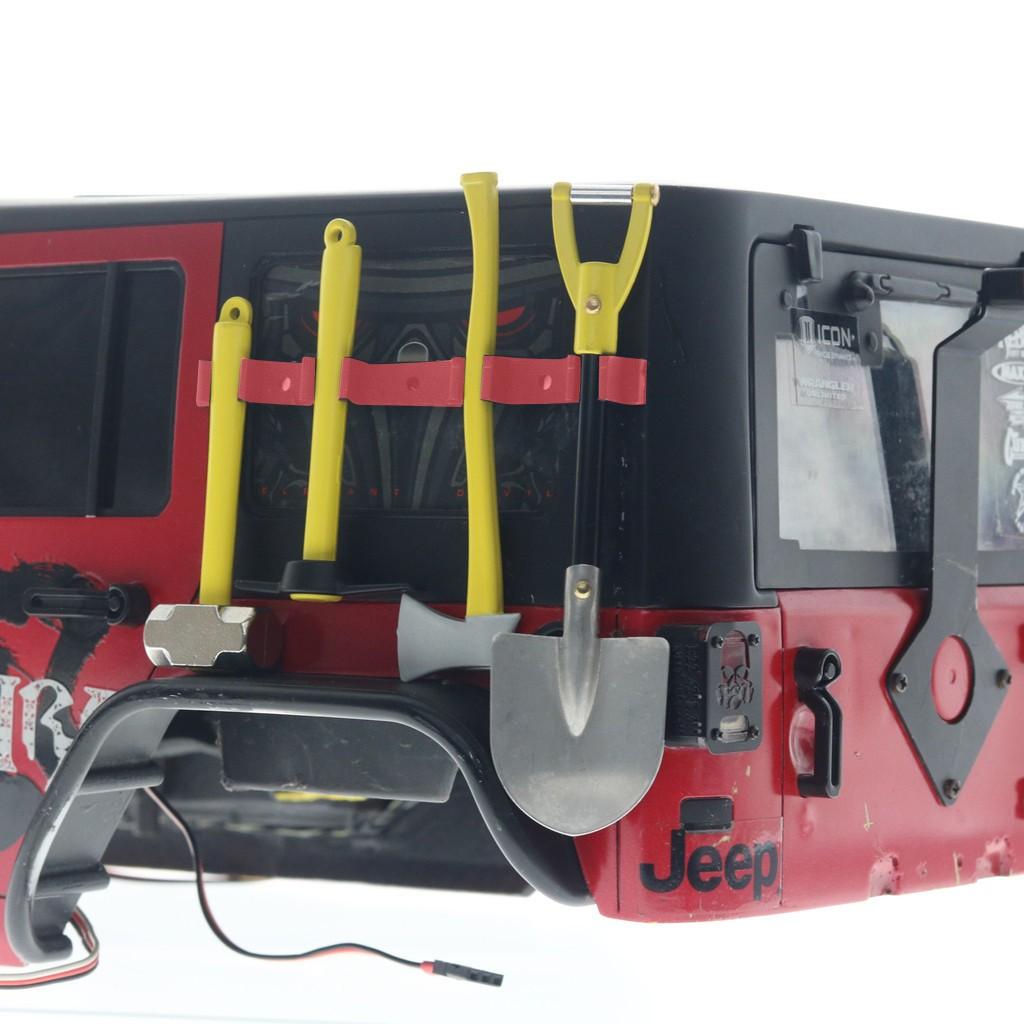 Kit di attrezzi decorativi a forma di pala, martello, ascia, piccone in metallo per auto RC SCX10 -4 D90