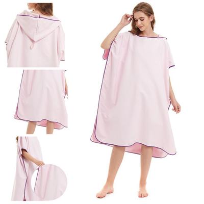 Microfiber Hooded Bath Towel Quick Drying Water Absorbent Double-sided Soft Adults Shower Bathrobe Beach Swimming Clothes Changing Surf Poncho Cloak