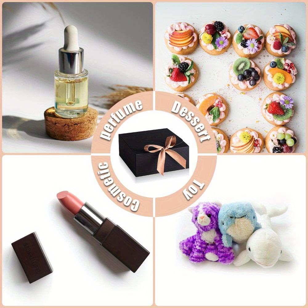 6 Stück Schwarze Geschenkboxen mit Deckel Leckerli-Boxen mit Champagner-Wickelbändern und Deckel Rechteckige Geschenkverpackungsbox für Hochzeitsfeier Geburtstage Feste