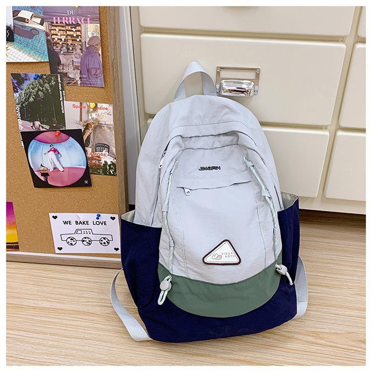 Schoolbag new high-value Mori ins fresh and sweet contrasting color tooling wind backpack junior high school students lightweight backpack