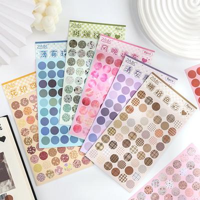 3/6 Blatt/Beutel Kawaii Briefpapier Aufkleber Dopamin Farbe Serie Floral Liebe Runde Topf Scrapbook Aufkleber Einfachheit Günstige Aufkleber