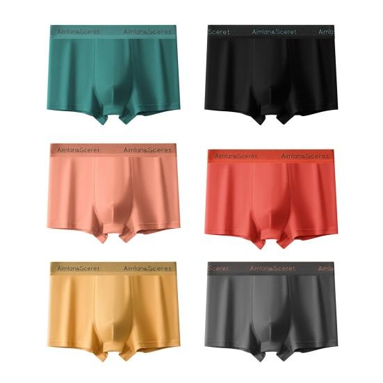 Men Boxer Underwear Elastic Mid-Waist Design U-Convex Shorts Briefs Letter Print U-Convex Panties Daily Wear