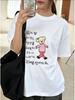 2026 Casual Walking Dog Korean Letter Print T-Shirt Oversized Cotton Casual Tops Daily Korean Street Daily Wear Men Women Unisex