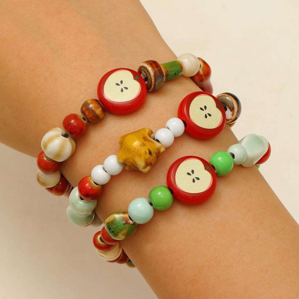 Sweet Temperament Fashion Apple Core Shaped Ceramic Bracelets