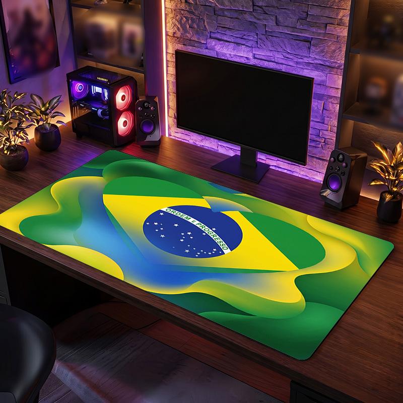 Podložka pod myš s logem brazilského fotbalu, prodloužená protiskluzová gumová podložka na stůl pro hraní her, kancelář, notebook, dárek pro fanouška