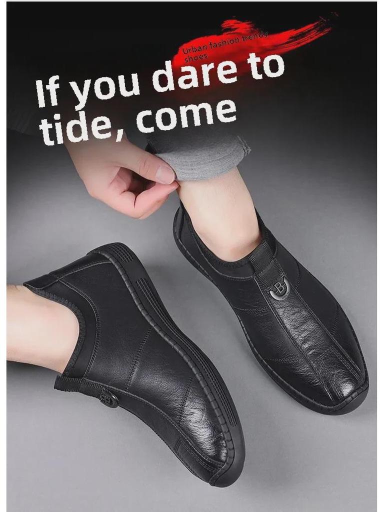 Pantofi Casual Respirabili pentru Bărbați, Stil Nou, Piele Naturală, Călduroși, cu Top Mediu-Jos