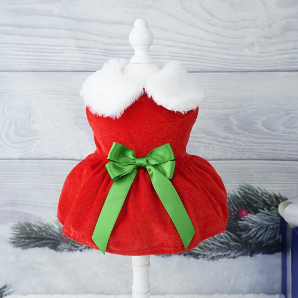 Soft Dog Winter Clothes Breathable Cats Christmas Dress Pet Outfit Santa Claus Dog Skirt  Xmas