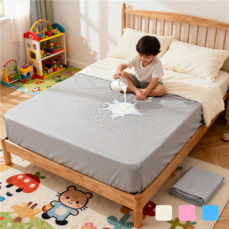 Waterproof Kids Family Mattress Fitted Sheet Moisture-Proof Bed Cover for Toddler Bedwetting Spills Accidents, All Sizes Easy-Clean Bedroom Protector