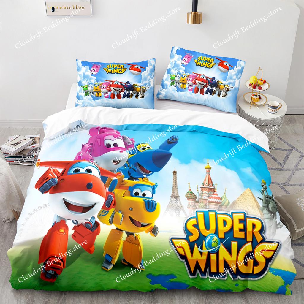 Super Wings Bedding Set Bedspread Single Twin Full Queen King Size Game Super Wings Bed Set Children's Kid Bedroom Duvetcover
