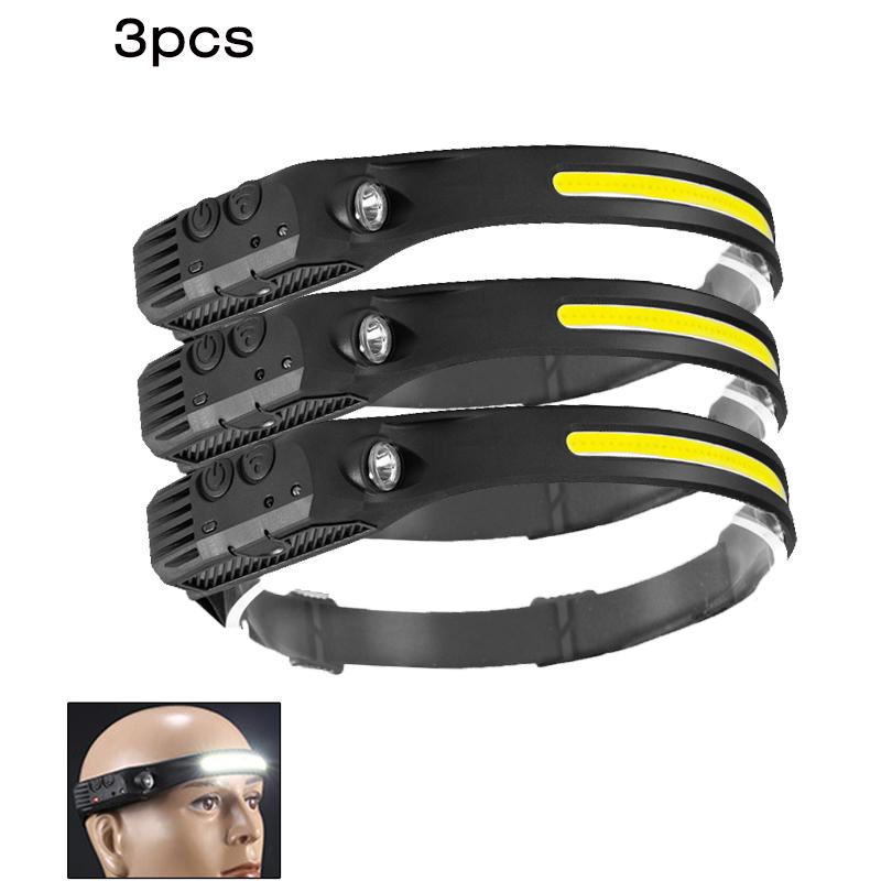 1-10PCS COB Induction Headlamp Built-in Battery Sensor Head Flashlight USB Rechargeable 5 Lighting Modes Waterproof Headlight