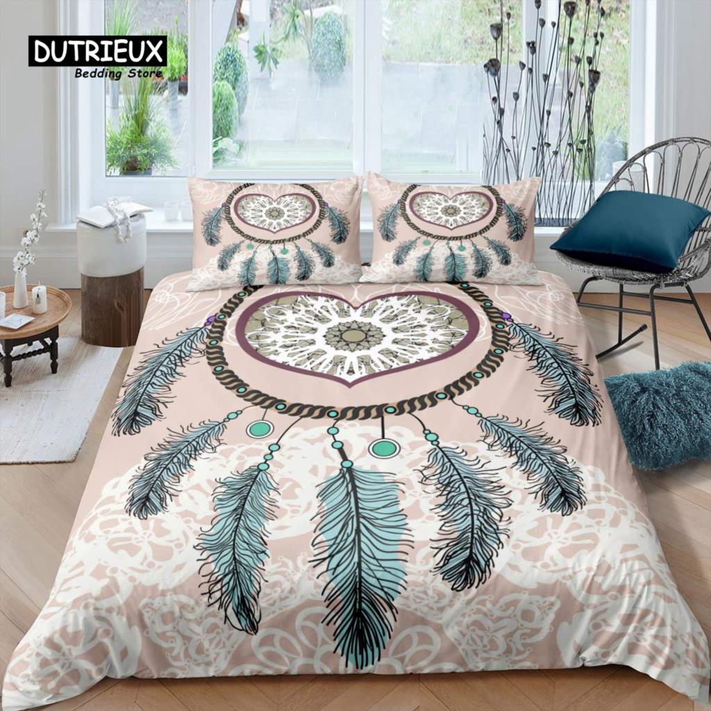 

Dreamcatcher Duvet Cover Boho Dream Catcher Comforter Cover Microfiber Indian Native Tribal Elements Bedding Set King Queen Size EU single(135x200cm)