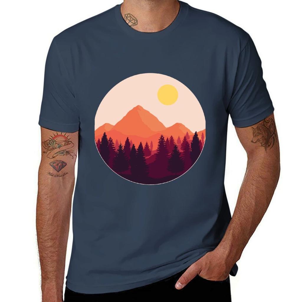 Forest Mountain Horizon Tshirt Gym Exercise Short Sleeve Tshirt