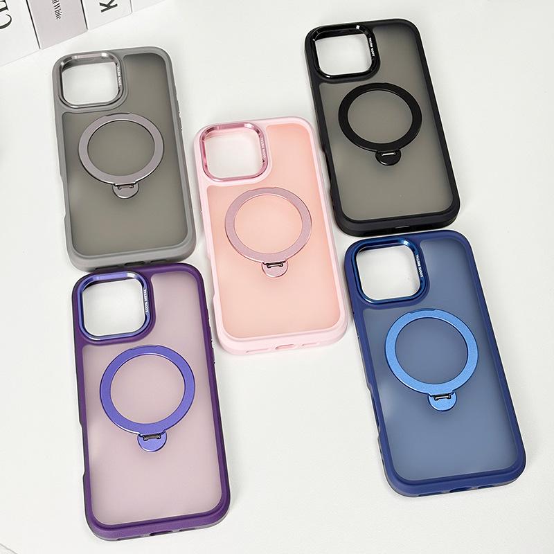 Phone Case Hardware Bracket Magnetic Suction Phone Case Ins Skin Feel for IPhone 16 Protective Case