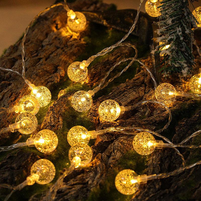 LED Bubble Ball Water Drop Colorful Outdoor String Lights, Battery/USB Powered for Camping & Festival Decorations 220V Plug 30m 300 Lights 8 Functions
