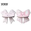Wall Mount Organizer for Powder Room Cute Pink Bow Wooden Shelf, Shaped Display Rack, Small Floating Shelves Bedroom Storage Shelf Vanity Room,