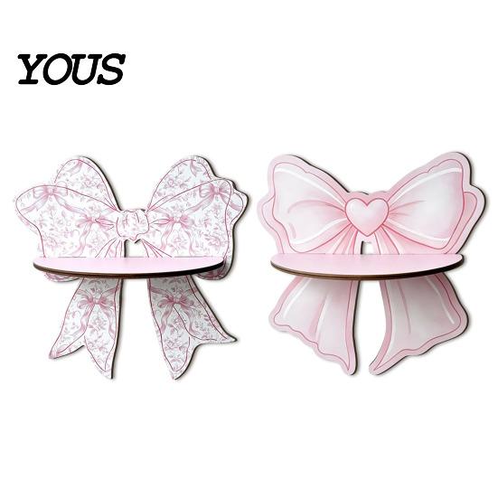 Wall Mount Organizer for Powder Room Cute Pink Bow Wooden Shelf, Shaped Display Rack, Small Floating Shelves Bedroom Storage Shelf Vanity Room,
