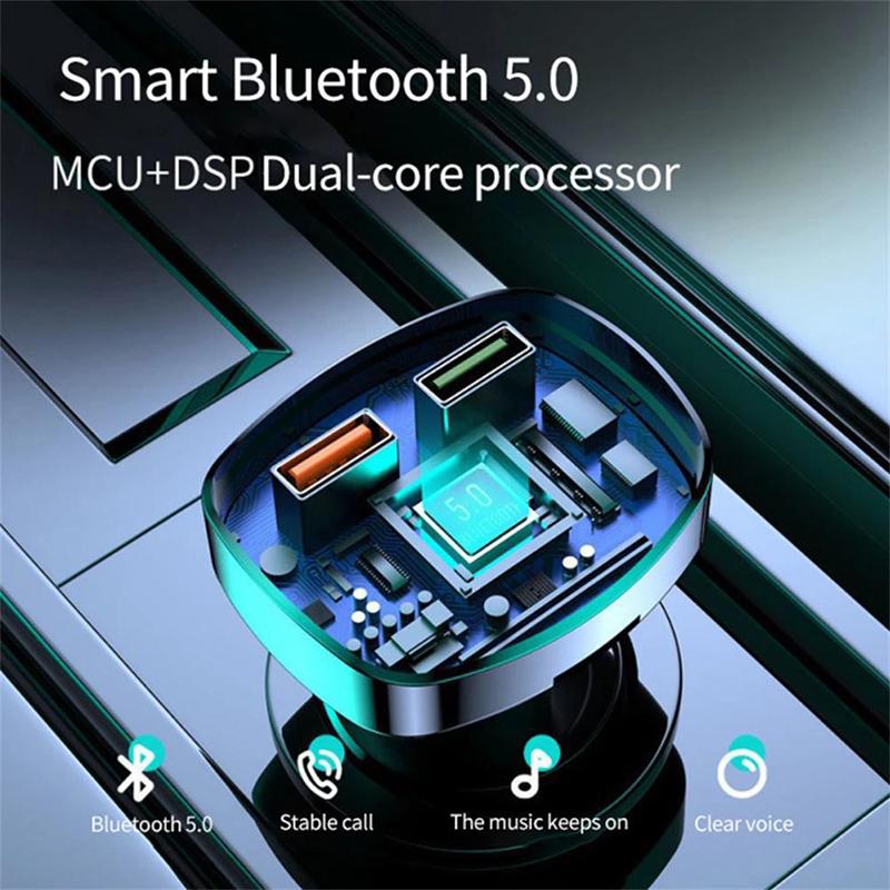 Car Bluetooth 5.0 Charger Fm Transmitter Pd 18W Type-C Dual Usb Colorful Ambient Light Cigarette Lighter Mp3 Music Player
