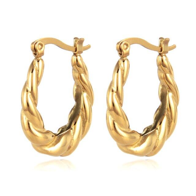 

Fysara Новые популярные европейские и американские титановые стальные классические серьги с тремя кольцами европейские и американские ветровые модные аксессуары золотой