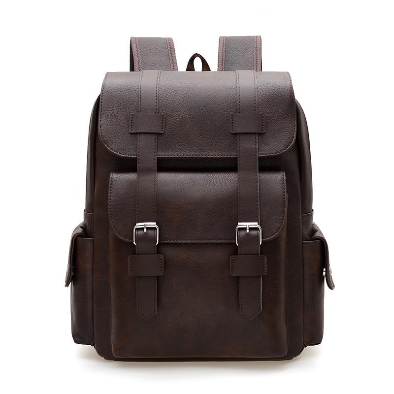 Large-Capacity PU Leather Backpack for Business, School, and Travel