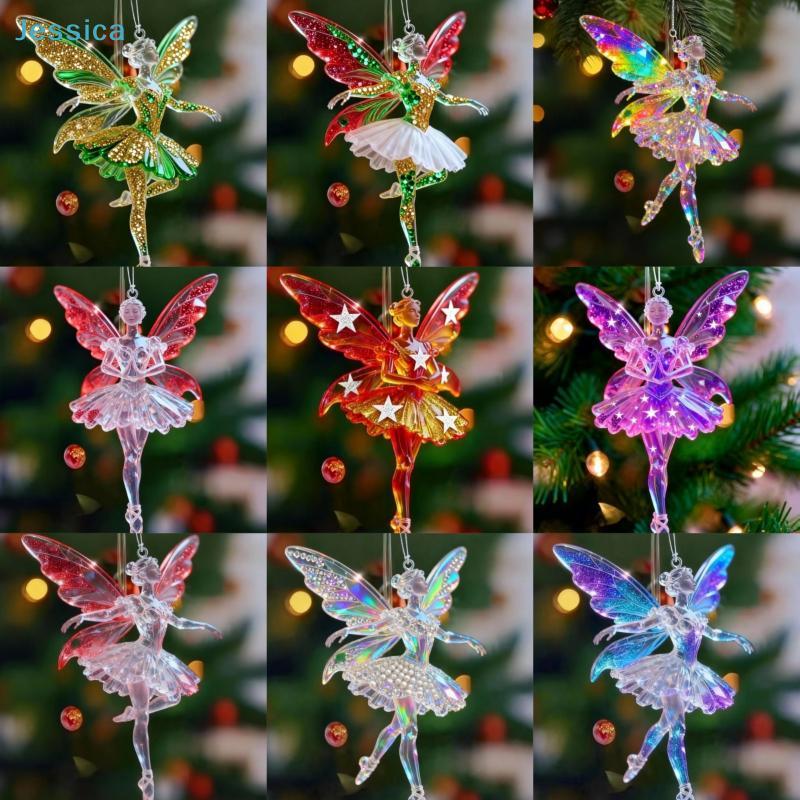 Iridescent Crystal Fairy Ballerina Ornament | Sparkling Holographic Christmas Tree Hanging Decor