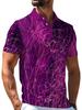 [Printed Design - Not Textured] Purple Collar Neon Light Random Lines Skull Full Print Men'S Polo Shirt