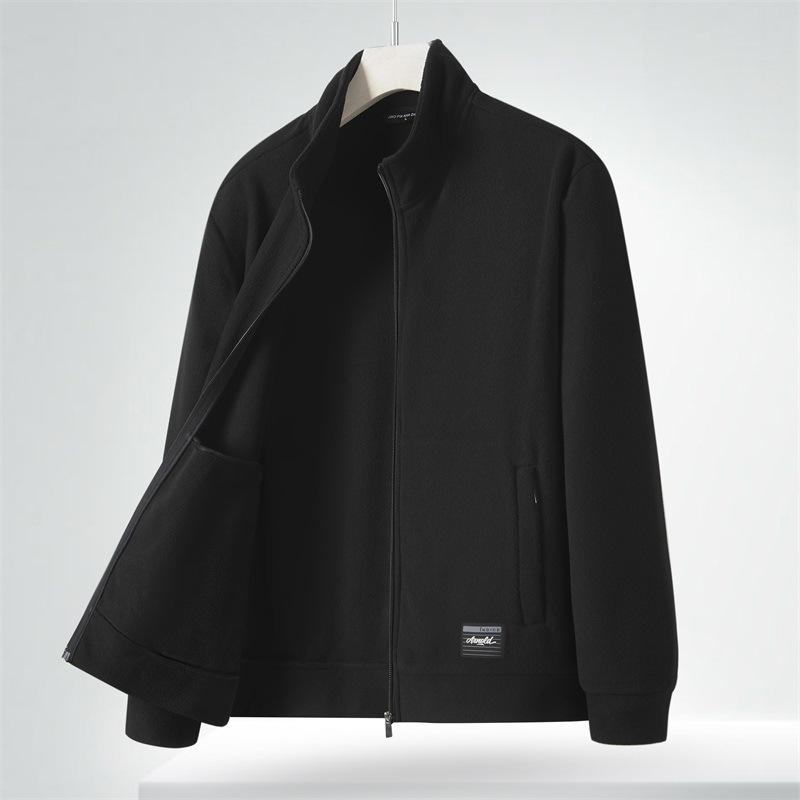 

Мужская весенне-осенняя однотонная повседневная толстовка с воротником-стойкой, подростковая спортивная куртка с длинным рукавом на молнии XS чёрный