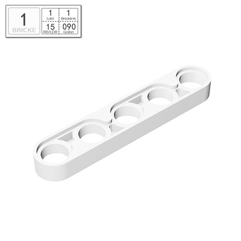 BRICKE 1x5 Thin Arm with Hole – Compatible with Lego 32017, DIY MOC Loose Parts Building Blocks Single Piece белый