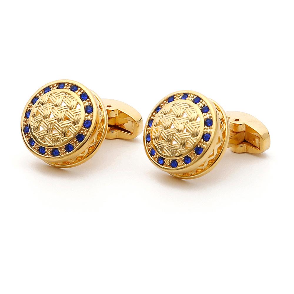 

Men s Gold French Cufflinks with Blue Crystal Manual