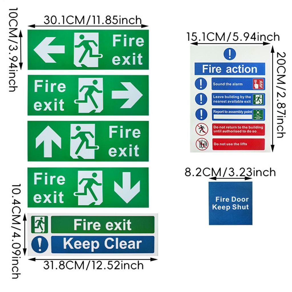 Exit Sign Safety Exit Sign Sticker 7 Piece Fade Resistant Decal Survival Sticker For Industrial Outdoor Door Men Women Elderly