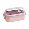 DoubleLayer Lunch Box, Bento, Microwave Divider, Large Capacity, Office, Student Pink