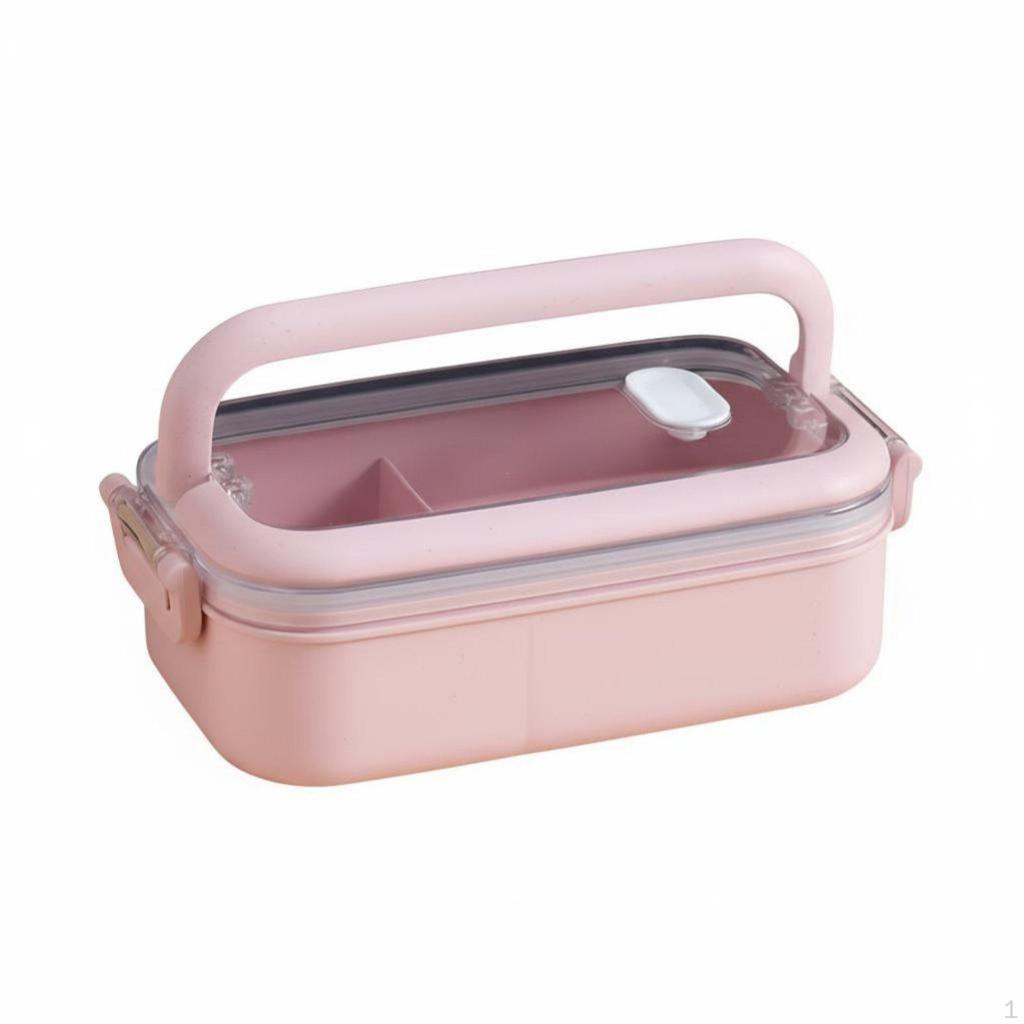 DoubleLayer Lunch Box, Bento, Microwave Divider, Large Capacity, Office, Student Pink