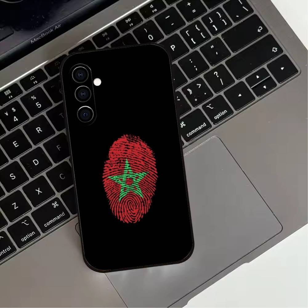 M-Morocco-12es Moroccan flag Phone Case For Samsung Galaxy A73,A72,A71,A70,A53,A52,A51,Soft Silicone Black Cover