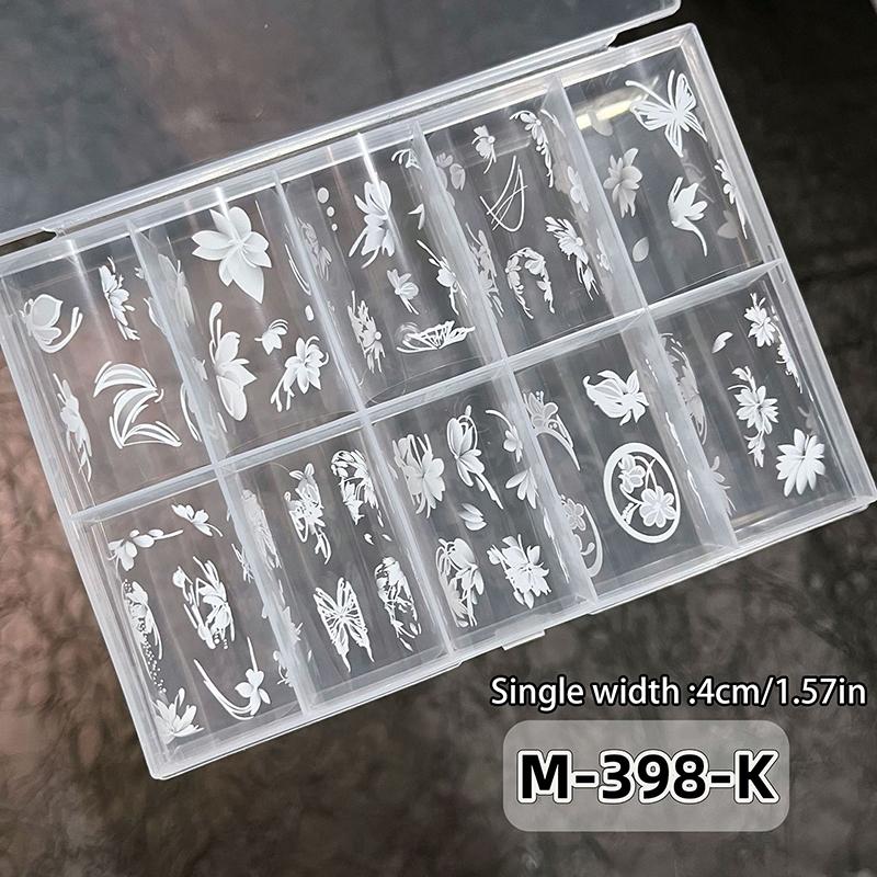 1/10 Rotolo Elegante Bianco Nero Pizzo Fiore Unghie Foil da Trasferimento Fantasia Retrò Floreale Cielo Stellato Carta Adesiva Manicure Accessori