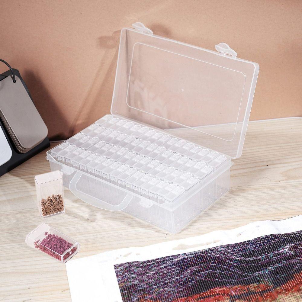 64 Grid Jewelry Drill Storage Box Transparent Rhinestone Beads Containers  Crafts Accessories