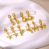 Zoetwater Oceaan Zeester Schelp Hoepel Oorbellen Voor Vrouwen Elegant Roestvrij Staal Goudkleurig Oorbellen Kerstmis sieraden accessoires