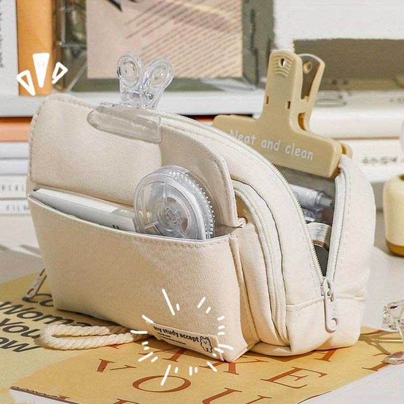 Student Cute Pencil Bag Button Cotton Cord Cloth Stationery Bag School Supplies Large Capacity Storage Bag DIY Children Pen Case
