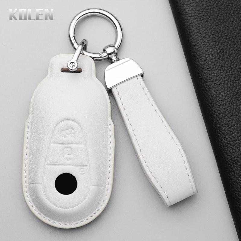 Genuine Genuine Leather Auto Key Fob Cover Case Housing Fit For Mercedes Benz C E S Class Glc W206 W223 W214 E300 C260 C300 S450 S500 Auto