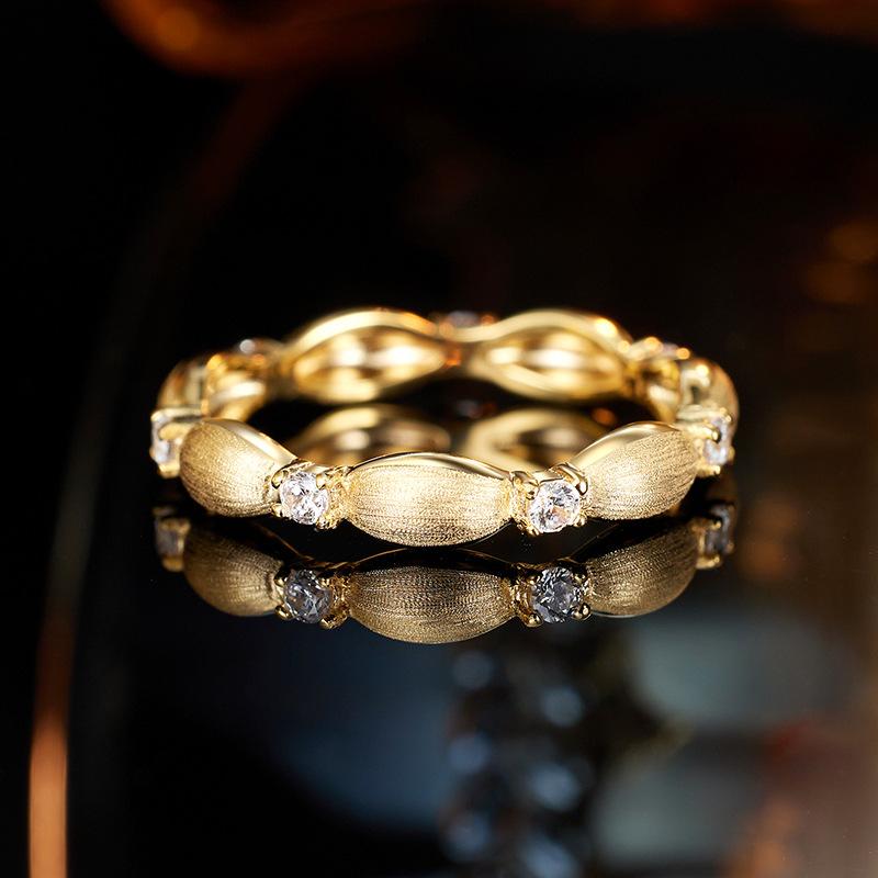 Medieval classic brushed ring women's new Italian craftsmanship retro niche design high-end rice ring