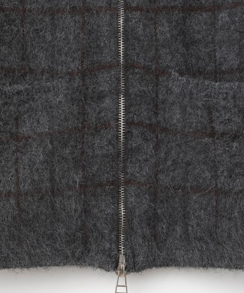 MILLO ARCHIVE Plaid Knit Zip-Up Hoodie [Charcoal]