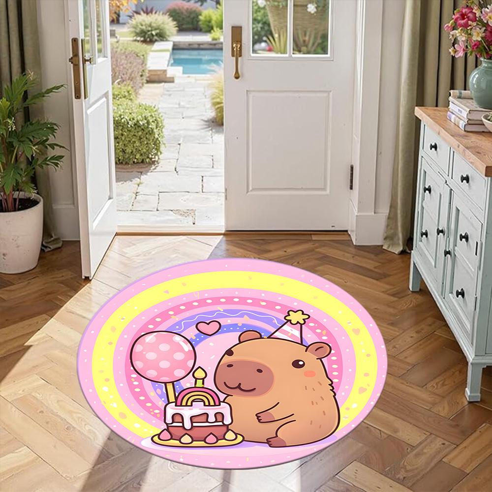 Capybara1 Round Area Rug Design for Kitchen Living Rooms Entryway Decorate room Antislip Round Carpet Office home decor Wedding Party Gift
