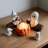 5PCS Resin Ghost Bonfire Ornament Set LED Candle Ghost Campfire Flickering Ornament  Desktop