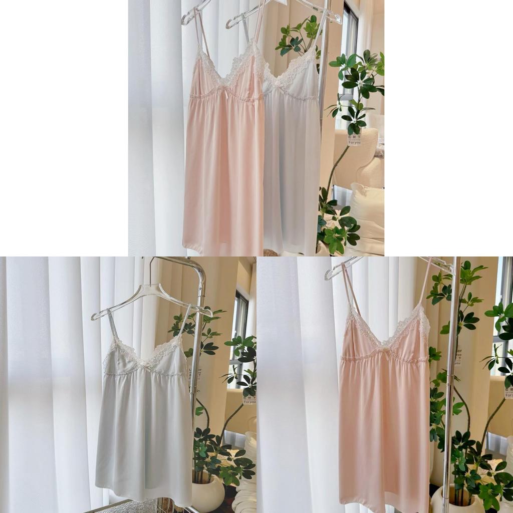 Ice Silk Sleep Dress For Women With Vneck Sleeveless Design For Summer Comfort