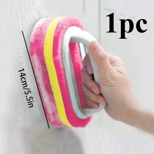 1/3pcs Powerful Stain Removal Cleaning Sponge Brush - Durable Handle Sponge for Bathroom, Bathtub, Tile, Kitchen