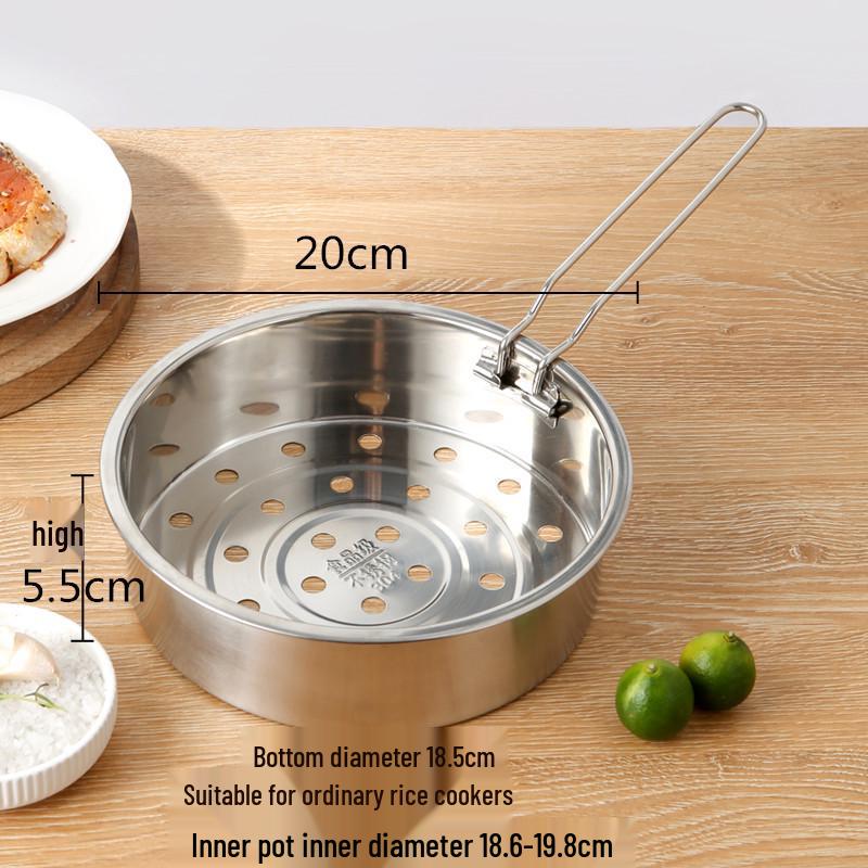 Universal 304 Stainless Steel Steamer Basket with Small and Large Holes, Non-Magnetic, Thickened for Household Rice Cookers.