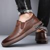 Men's Simple Men's Shoes Leather Shoes New One-pedal Soft Leather Business Driving Shoes Trendy and Casual Soft-soled Shoes
