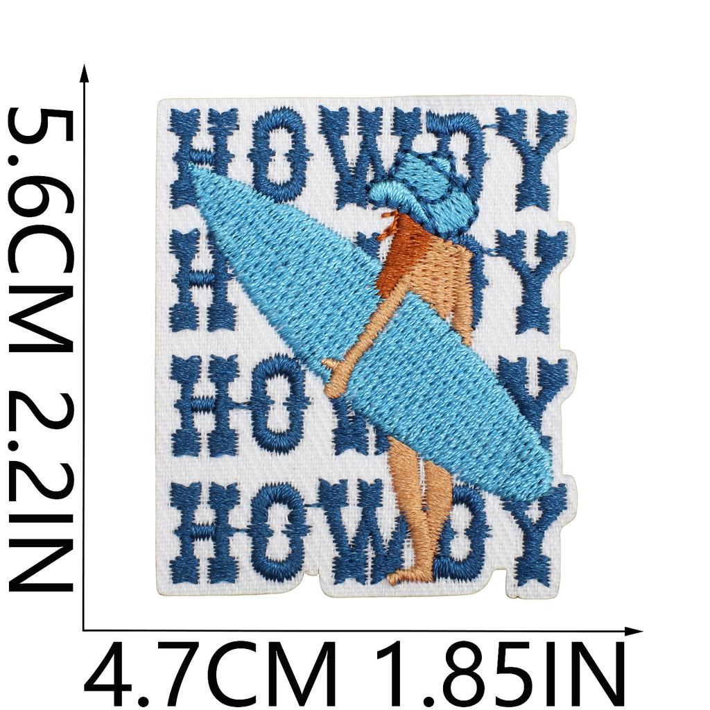 Blue Theme Embroidery Cloth Sticker, Surf Girl Patch Sticker, Wave Hermit Crab Computer Embroidery Label, Shell Chapter Sticker